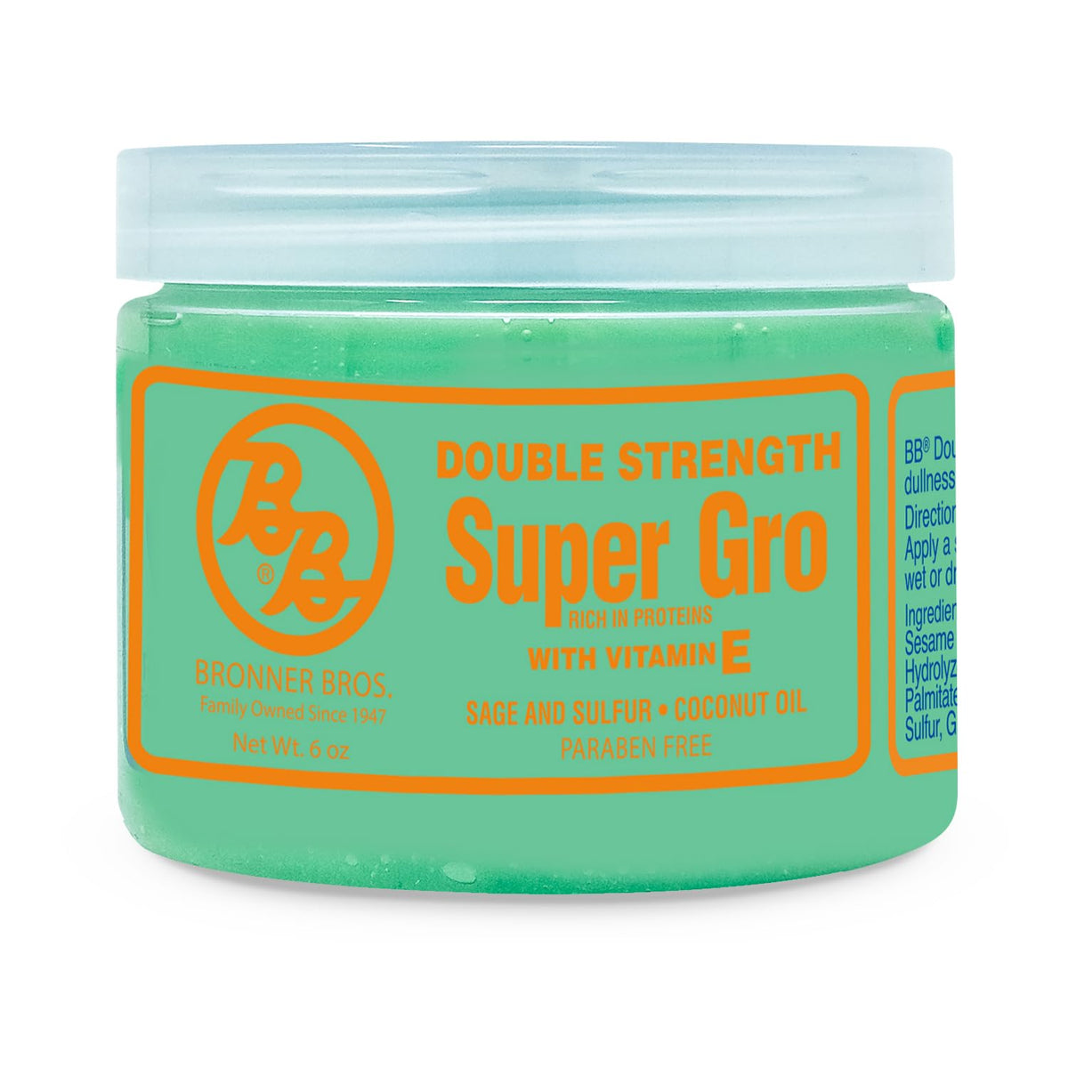 Bronner Bros Double Strength Super Gro bottle with rich moisture for dry scalp.