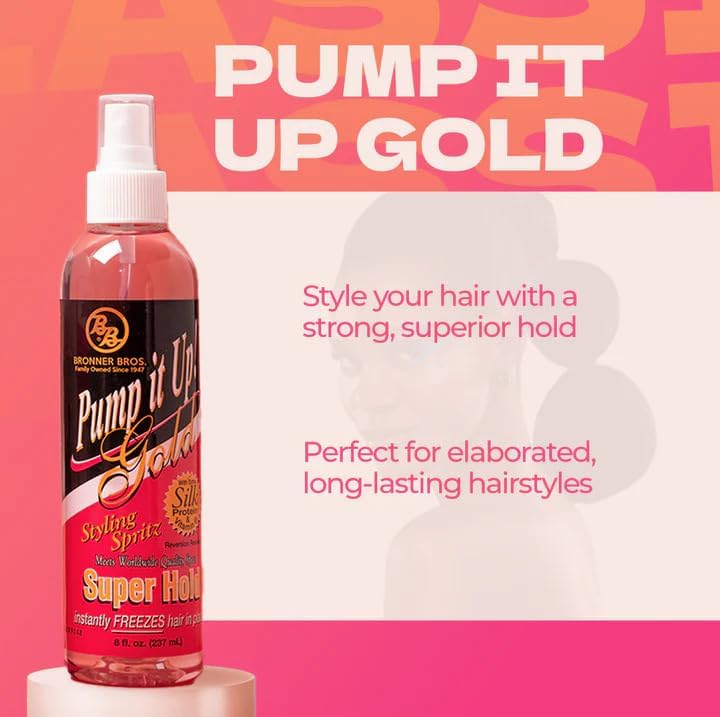 Bronner Bros Pump It Up Spritz: proteína de seda para un acabado suave y sedoso.