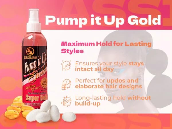 Bronner Bros Pump It Up Spritz para estilos creativos: ideal para picos y formas intrincadas.