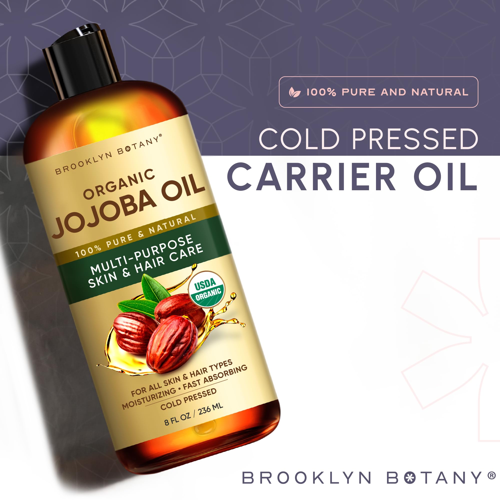 Brooklyn Botany jojoba para cabello, brillo natural y suavidad