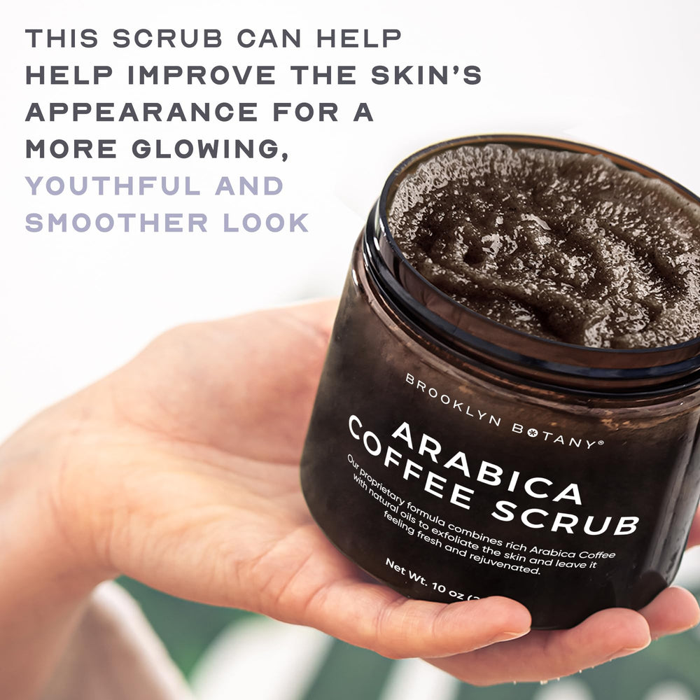 Brooklyn Botany Arabica Coffee Body Scrub rinsing off to reveal refreshed skin.
