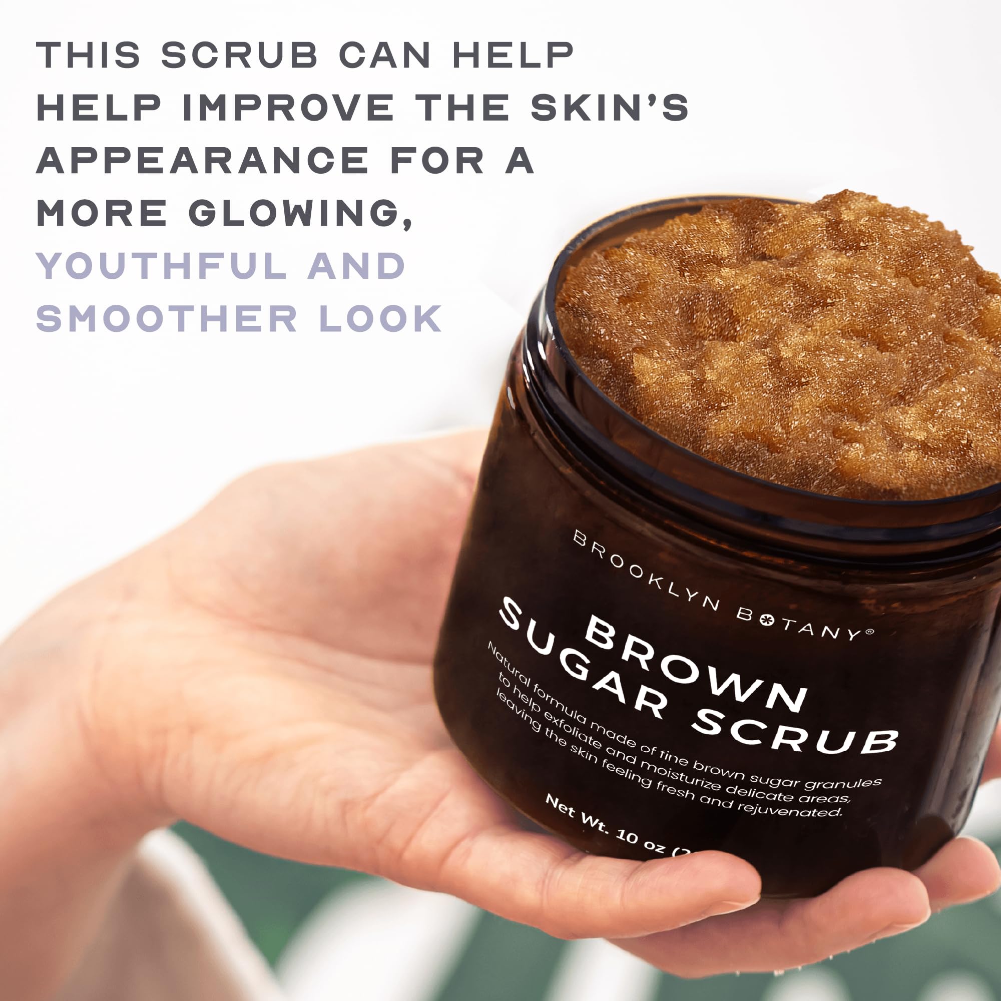 Brooklyn Botany Brown Sugar Scrub body application to soften rough areas