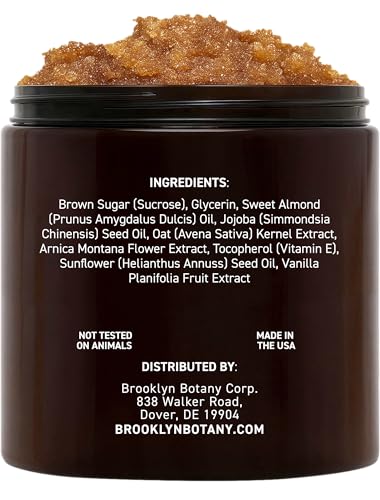 Brooklyn Botany Brown Sugar Scrub packaging displaying all-natural vegan formula