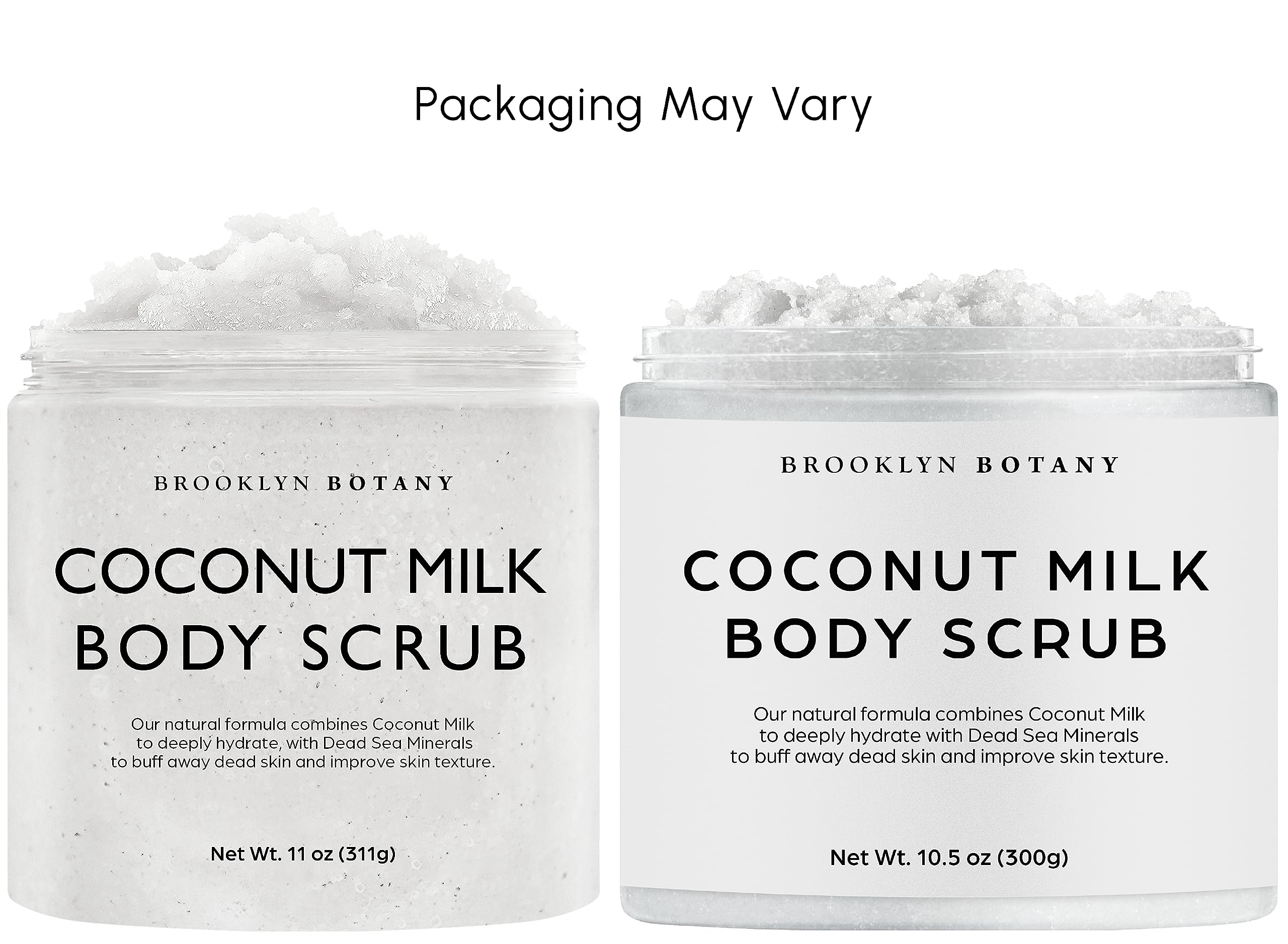 Brooklyn Botany Coconut Milk Body Scrub face application promoting gentle cleansing.