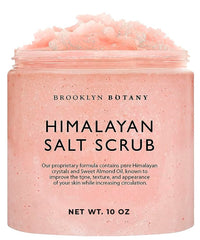 Brooklyn Botany Himalayan Salt Scrub bottle highlights mineral-rich exfoliation for smoother skin.