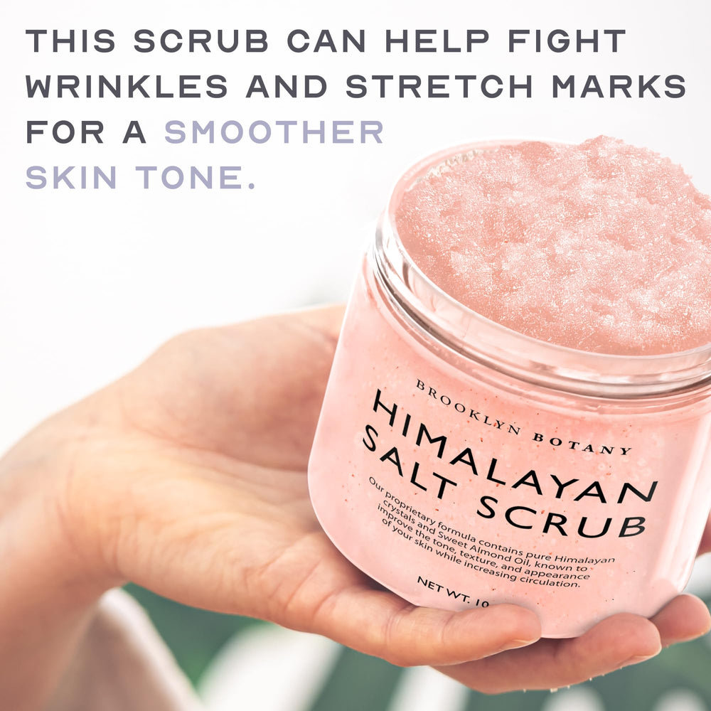 Brooklyn Botany Himalayan Salt Scrub foot care close-up shows smoother heels after use.