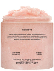 Brooklyn Botany Himalayan Salt Scrub ingredients oil blend demonstrates hydrating nourishment.
