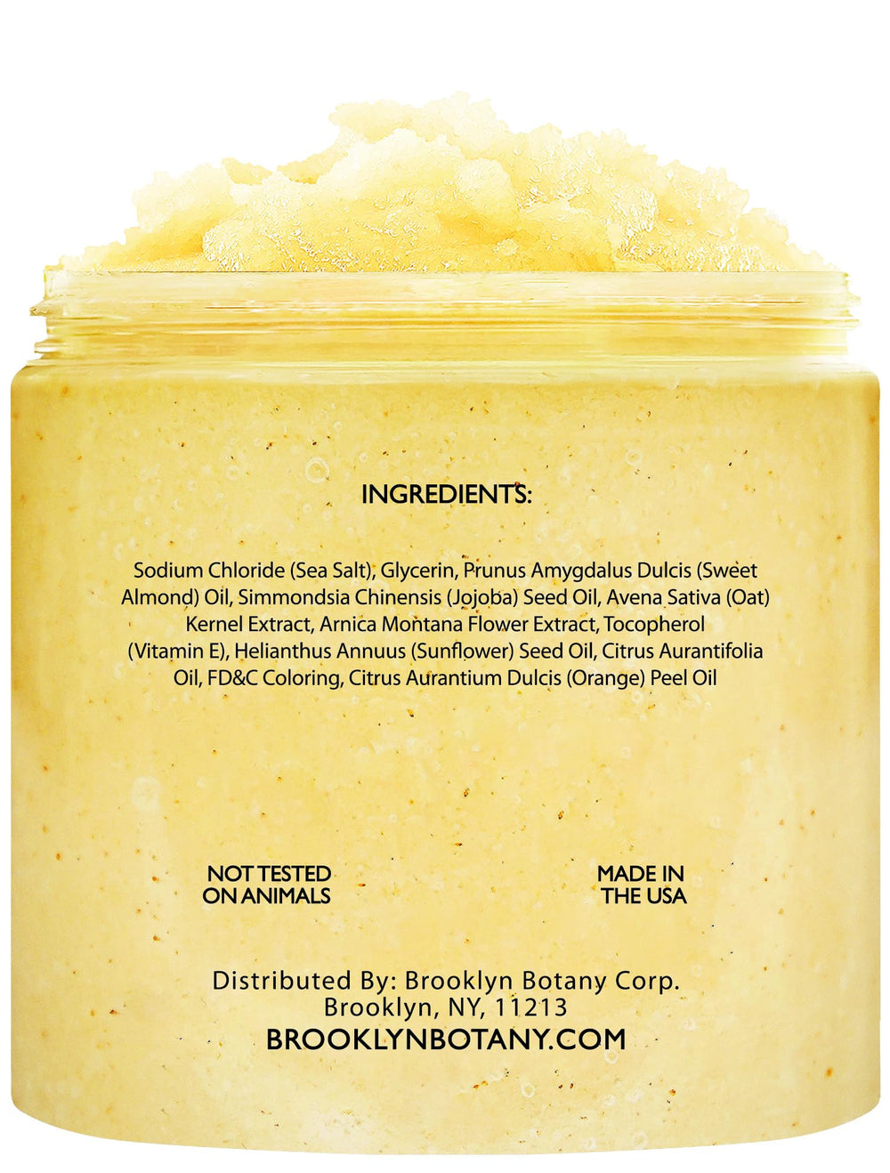 Brooklyn Botany Sweet Orange Body Scrub hand-application promotes smooth, hydrated hands and elbows.