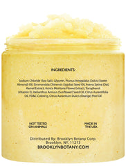 Brooklyn Botany Sweet Orange Body Scrub hand-application promotes smooth, hydrated hands and elbows.