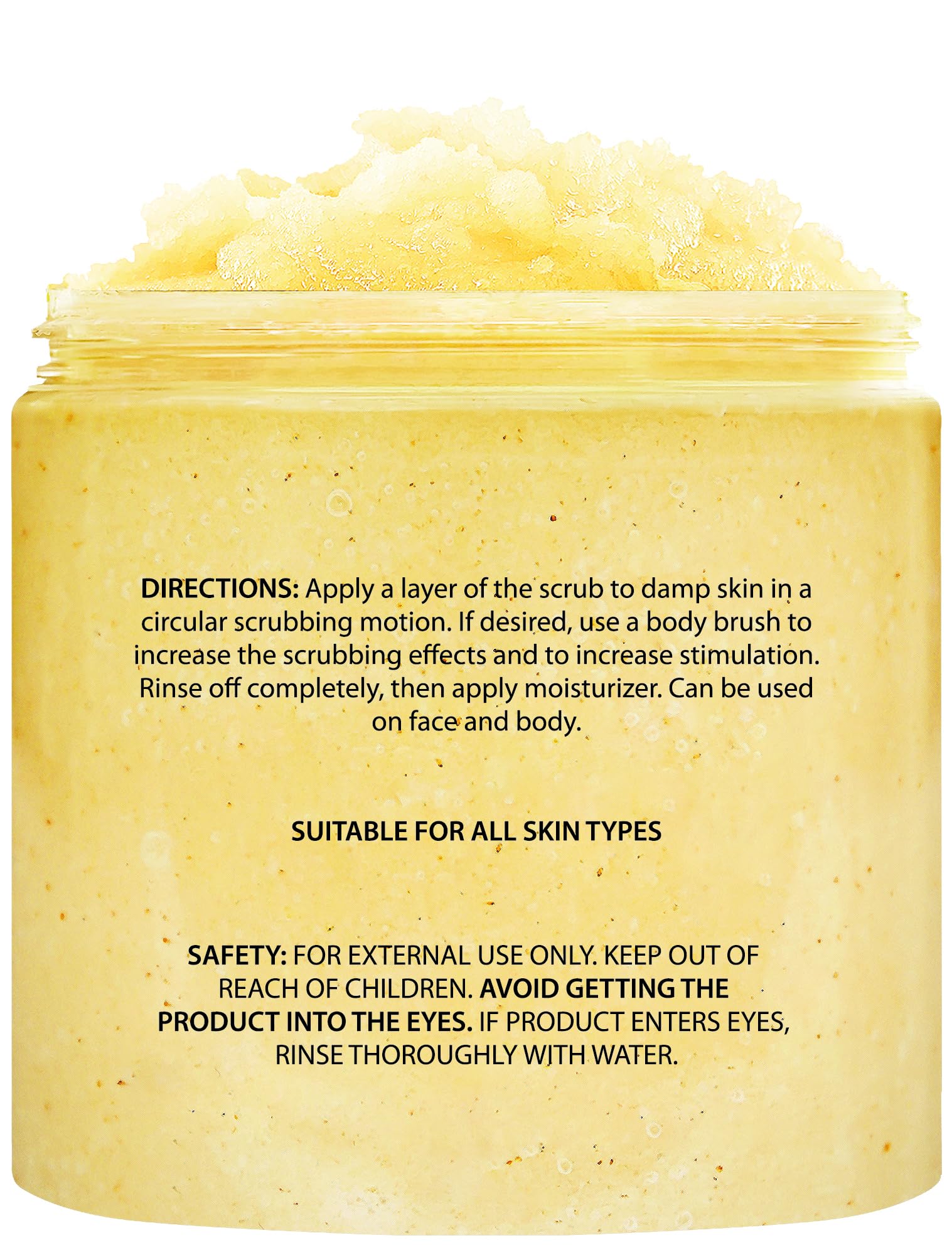 Brooklyn Botany Sweet Orange Body Scrub texture shows coarse grains for effective skin renewal.