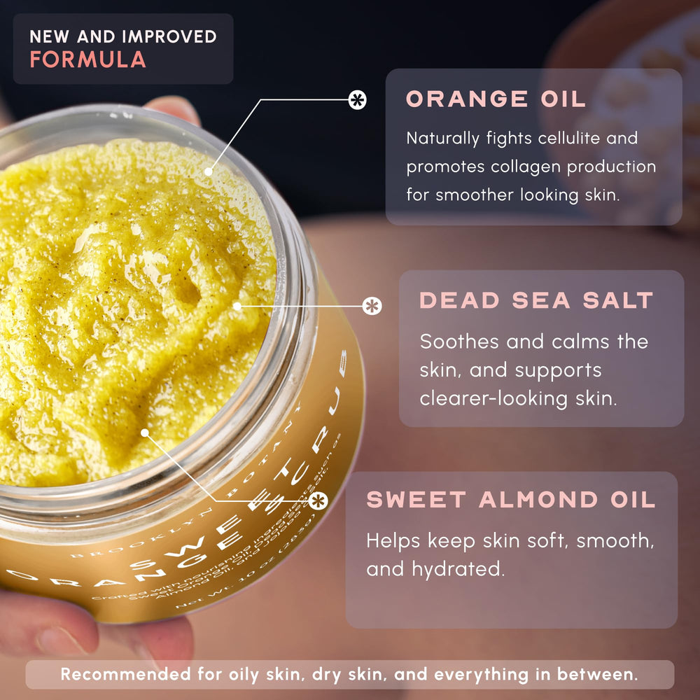 Brooklyn Botany Sweet Orange Body Scrub promotes smoother pores and a youthful glow.
