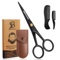 Brostache 5-inch beard scissors close-up blade for precise trimming and durability