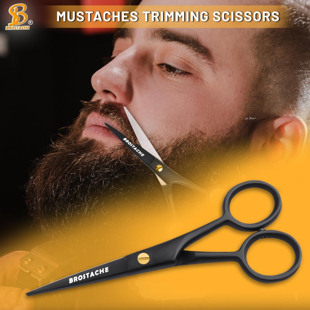 Brostache beard scissors in use for accurate trimming