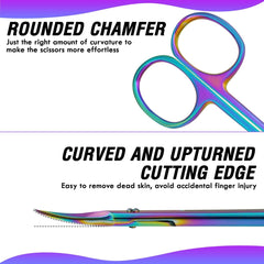 Close-up of BrowBloom cuticle scissors blades highlighting sharp tips for detail work.