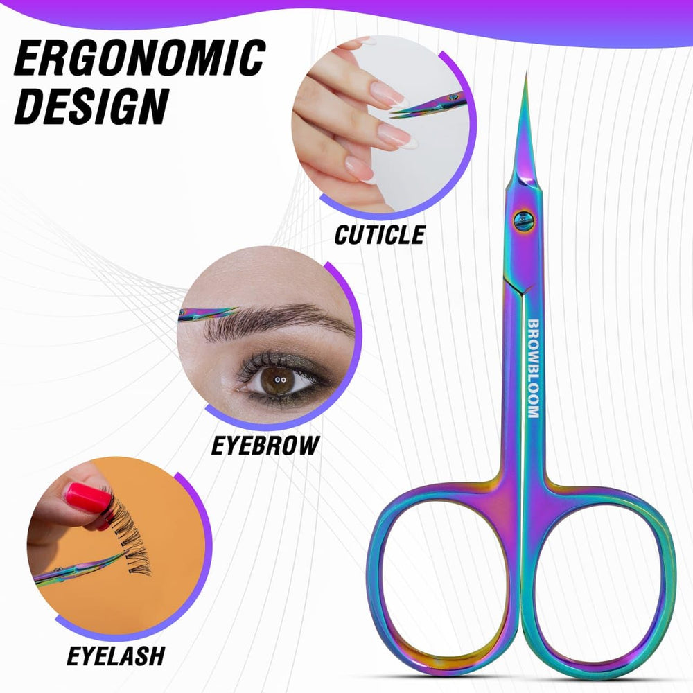 BROWBLOOM grooming nails with scissors navigating dry cuticles safely.