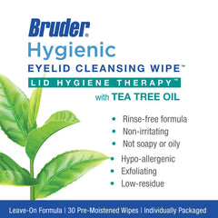 Bruder toallitas higienizantes para párpados, limpieza suave de aceites y residuos.