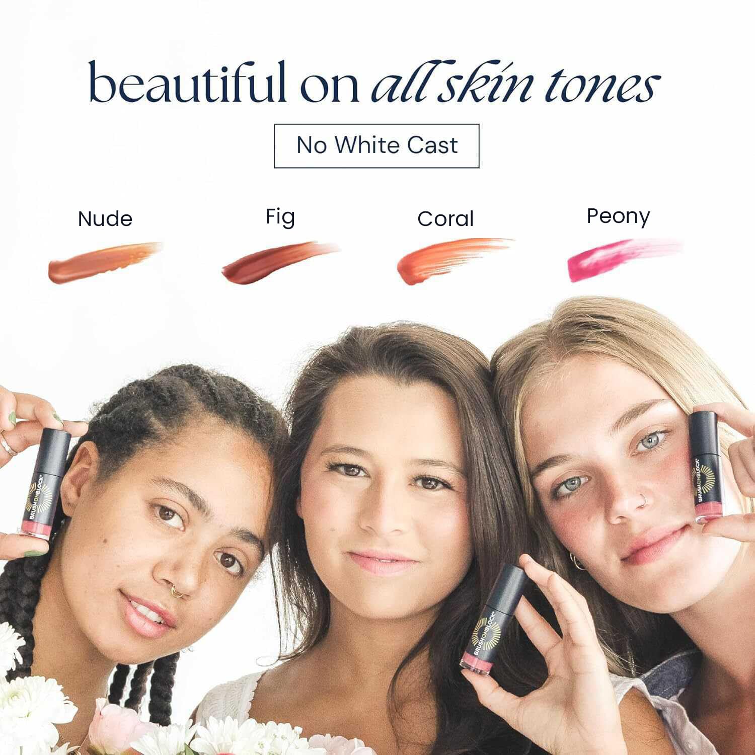 Brush On Block glossy lip oil enhances lips with healthy, hydrated shine.