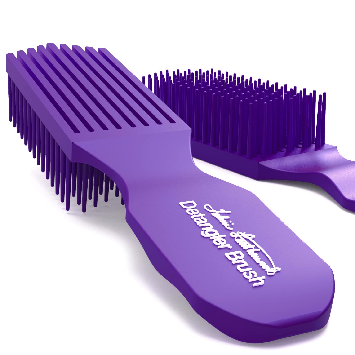 Brush With The Best Purple Detangler Brush close-up highlights flexible bristles for painless detangling.