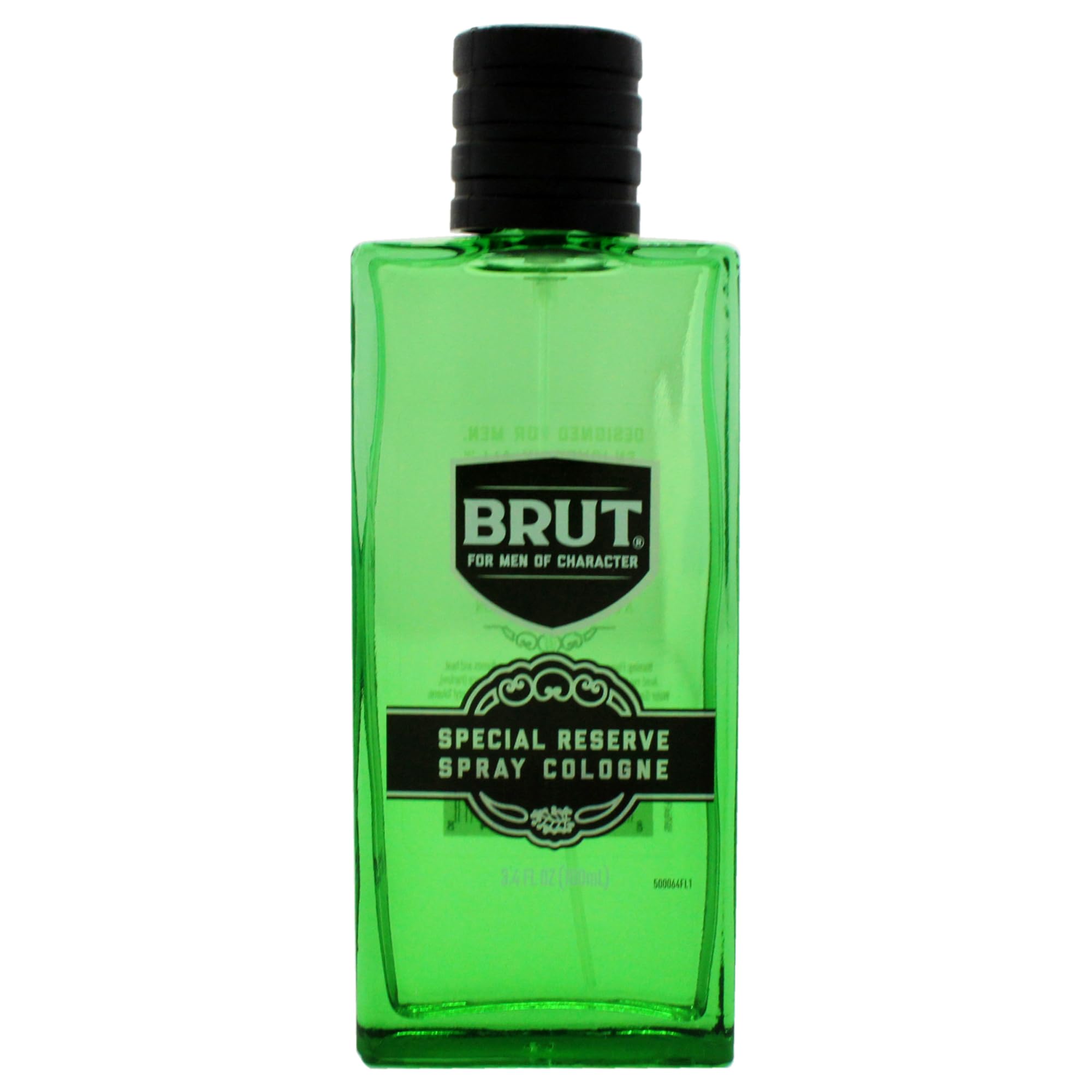 Brut Special Reserve bottle closeup, woody-spicy notes ideal for evening wear.