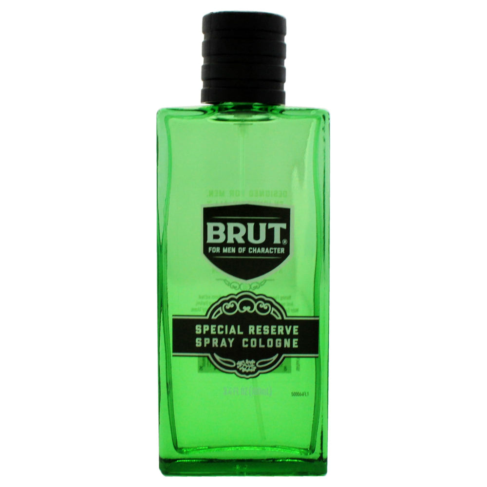 Brut Special Reserve bottle closeup, woody-spicy notes ideal for evening wear.