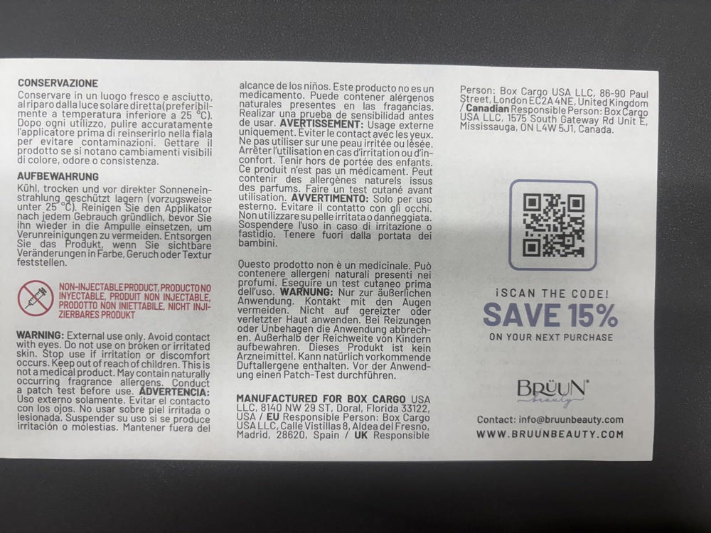 BRÜUN HY close-up of packaging details and label design.