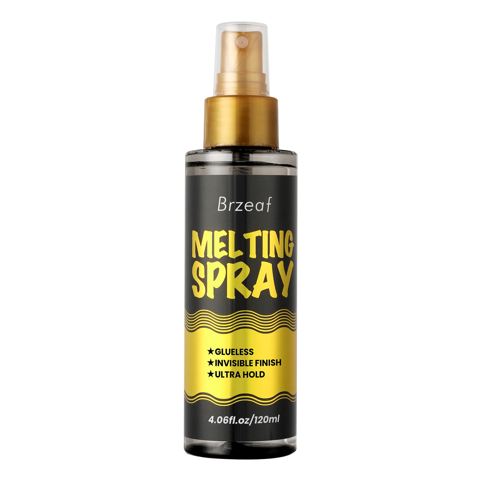 Brzeaf Lace Melting Spray bottle showing invisible glue-free bond for daily wear