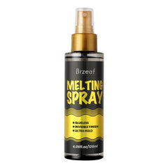 Brzeaf Lace Melting Spray bottle showing invisible glue-free bond for daily wear