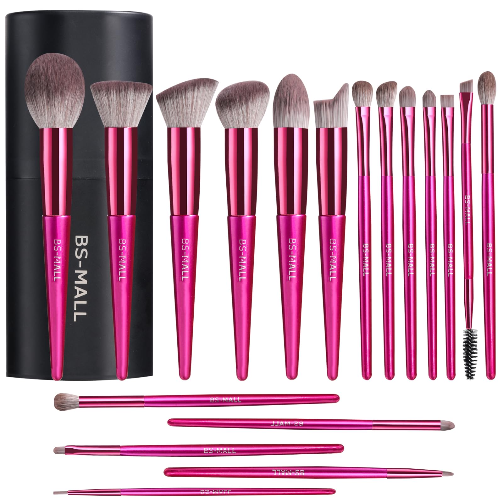BS-MALL 18-piece makeup brush set with a sleek black case for travel and storage