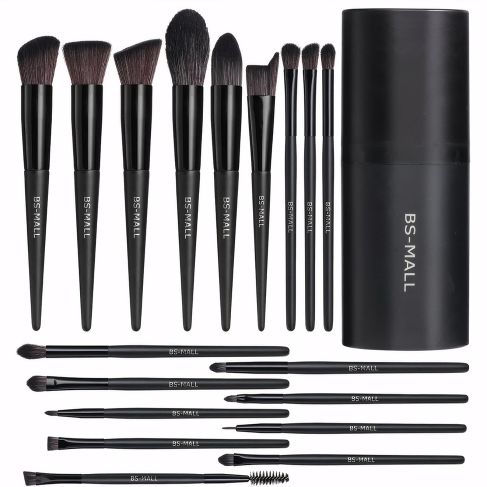 BS-MALL 18-piece makeup brush set with black case for on-the-go makeup routine