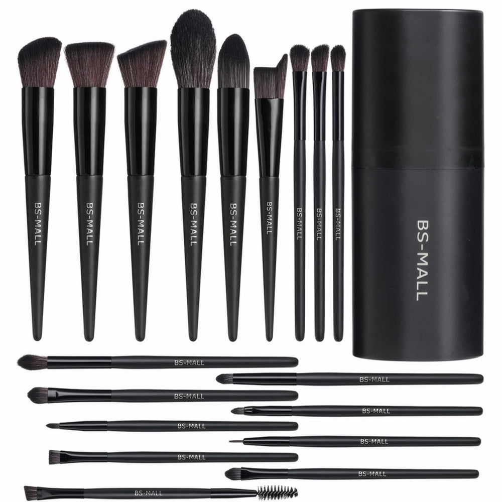 BS-MALL 18-piece makeup brush set with black case for on-the-go makeup routine
