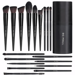 BS-MALL 18-piece makeup brush set with black case for on-the-go makeup routine