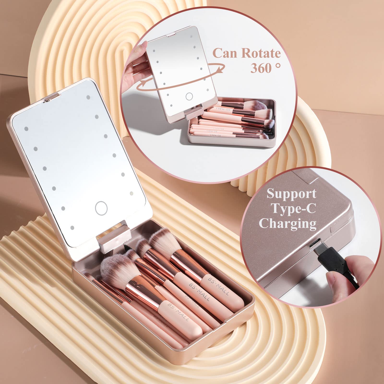 BS-MALL APINK LED mirror lit closeup highlighting bright lighting for precise application