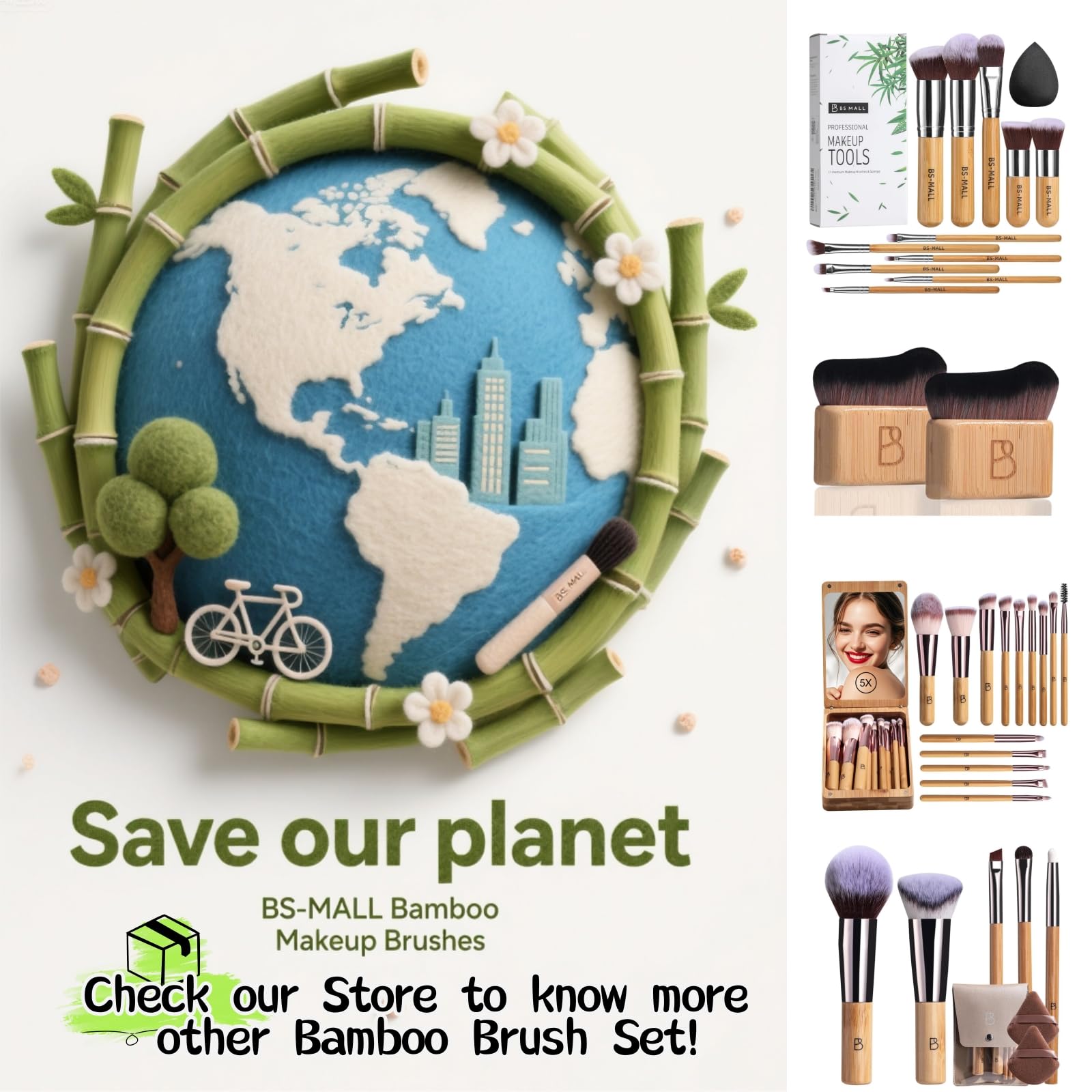 BS-MALL Bamboo under-eye concealer brush for targeted blending
