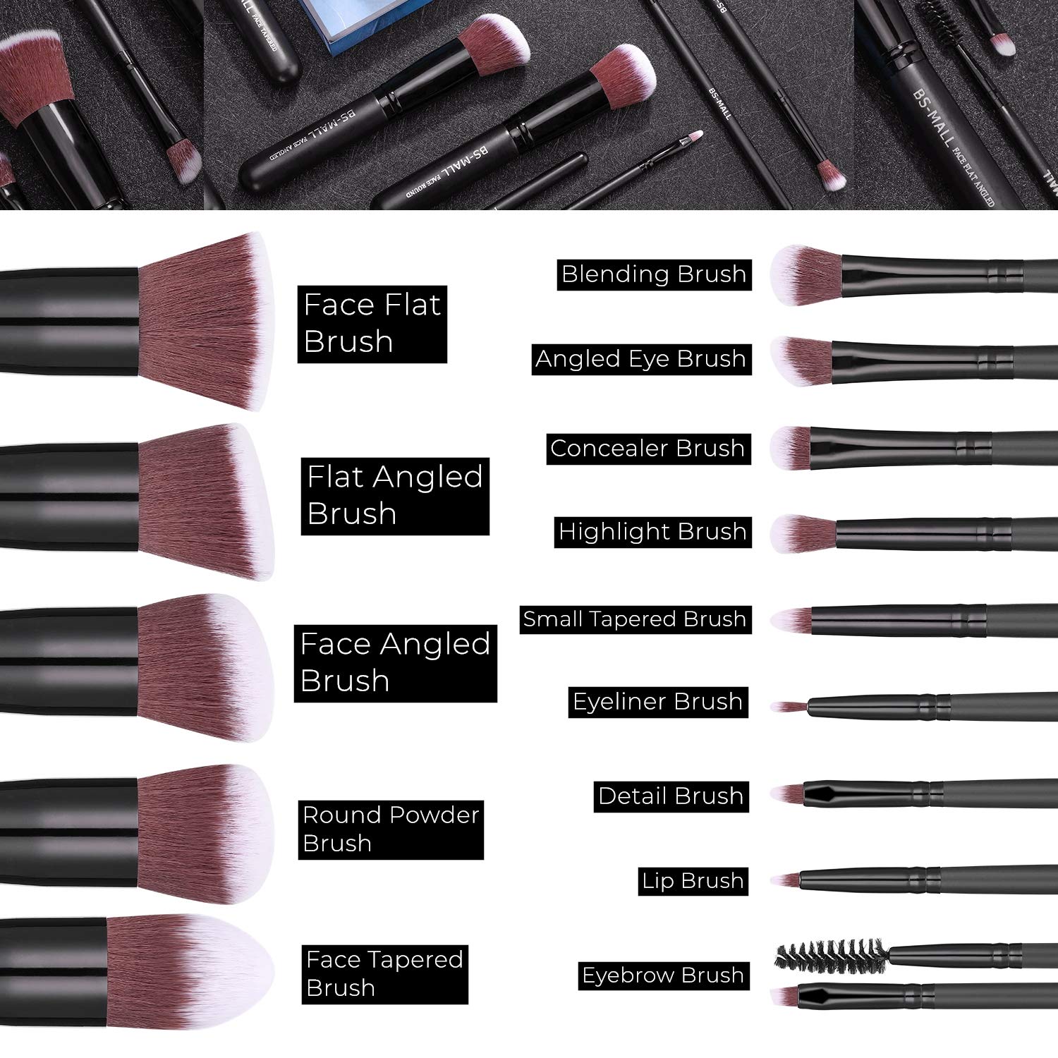 BS-MALL foundation brush close-up with soft synthetic bristles for smooth foundation