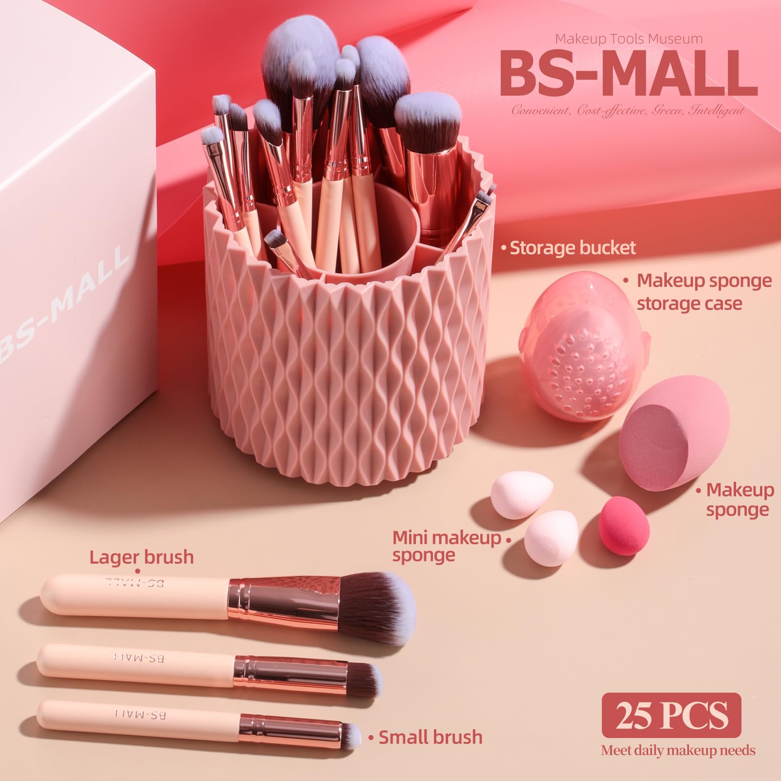 BS-MALL pink aluminum tube brushes add stylish durability