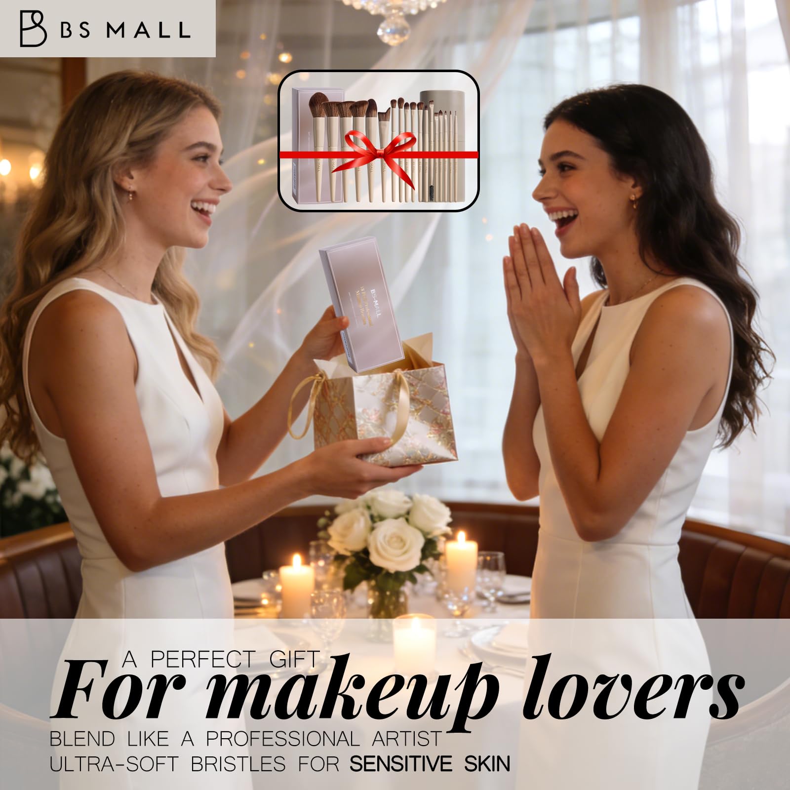 BS-MALL powder brush for setting makeup with a soft finish.