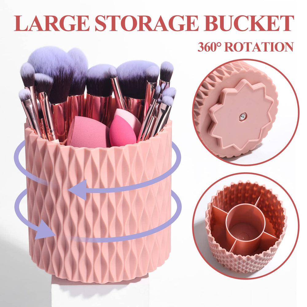 BS-MALL rotating brush holder keeps brushes organized on vanity