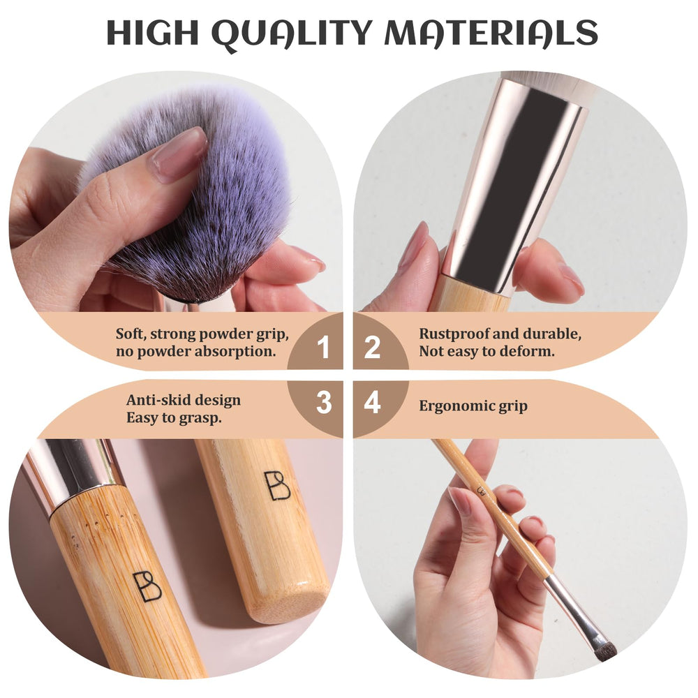 BS-MALL bamboo storage bag keeps brushes organized for travel