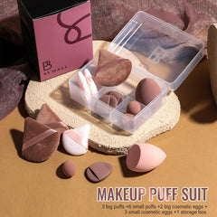 Travel-friendly gradient pink container keeps sponges clean and portable.