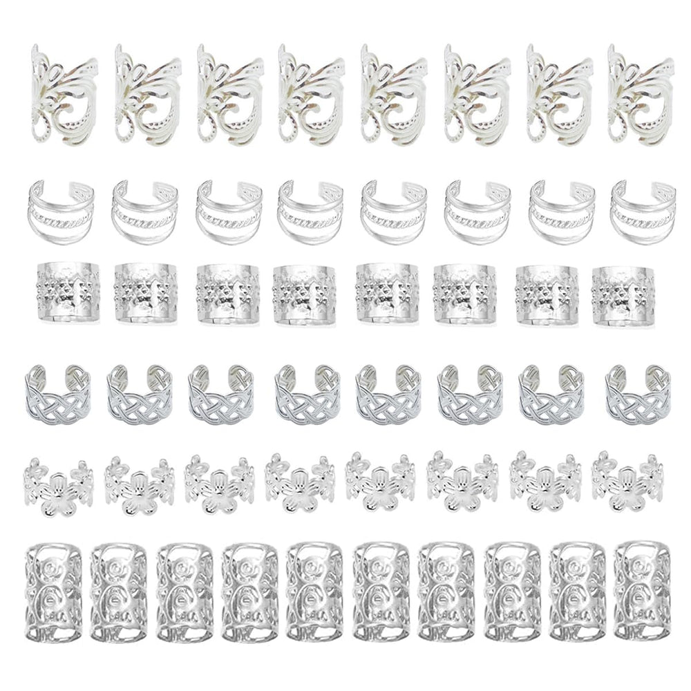 BSARECEY joyas para cabello en plata, set de 60 piezas para trenzas