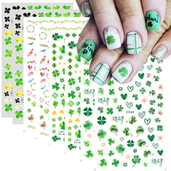 BSBTBZ St Patrick's Day nail stickers with shamrock patterns for festive manicure ideas.