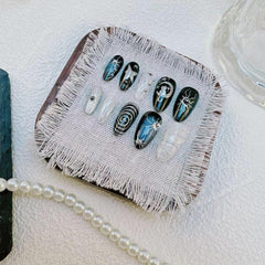BSBTBZ uñas con destellos y estrellas plateadas para un toque elegante