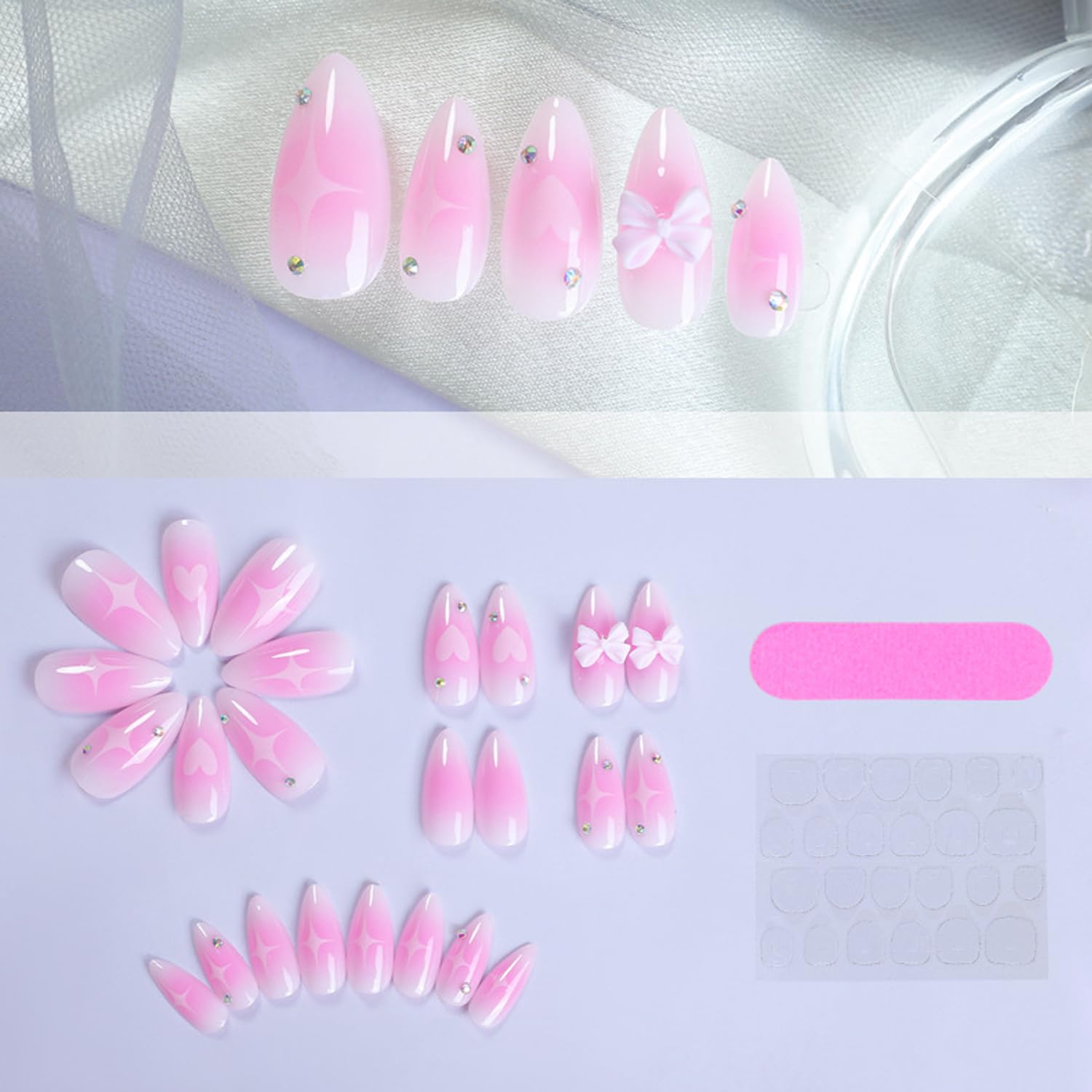 BSBTBZ uñas en forma natural con acabado cómodo para uso prolongado.