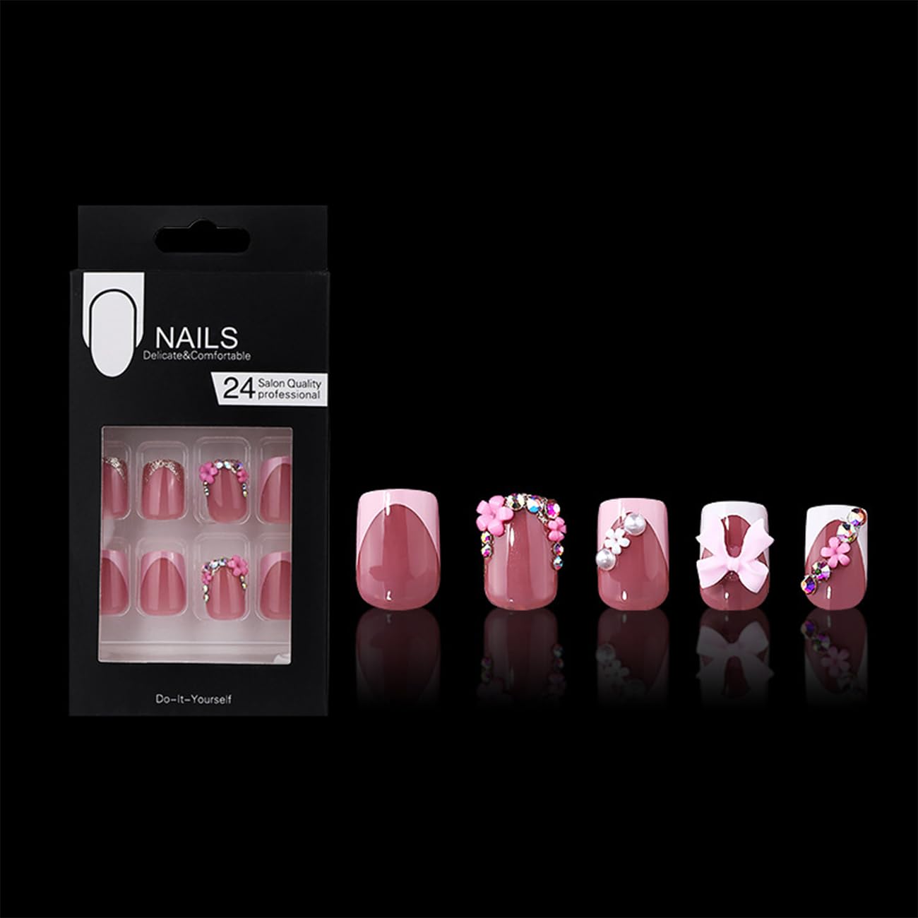 BSBTBZ uñas con piedras brillantes, acabado deslumbrante para ocasiones