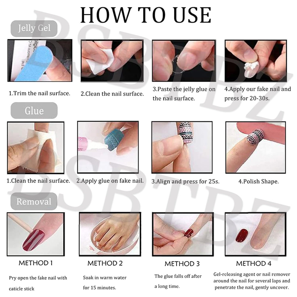 BSBTBZ uñas postizas uso diario, fáciles de combinar.