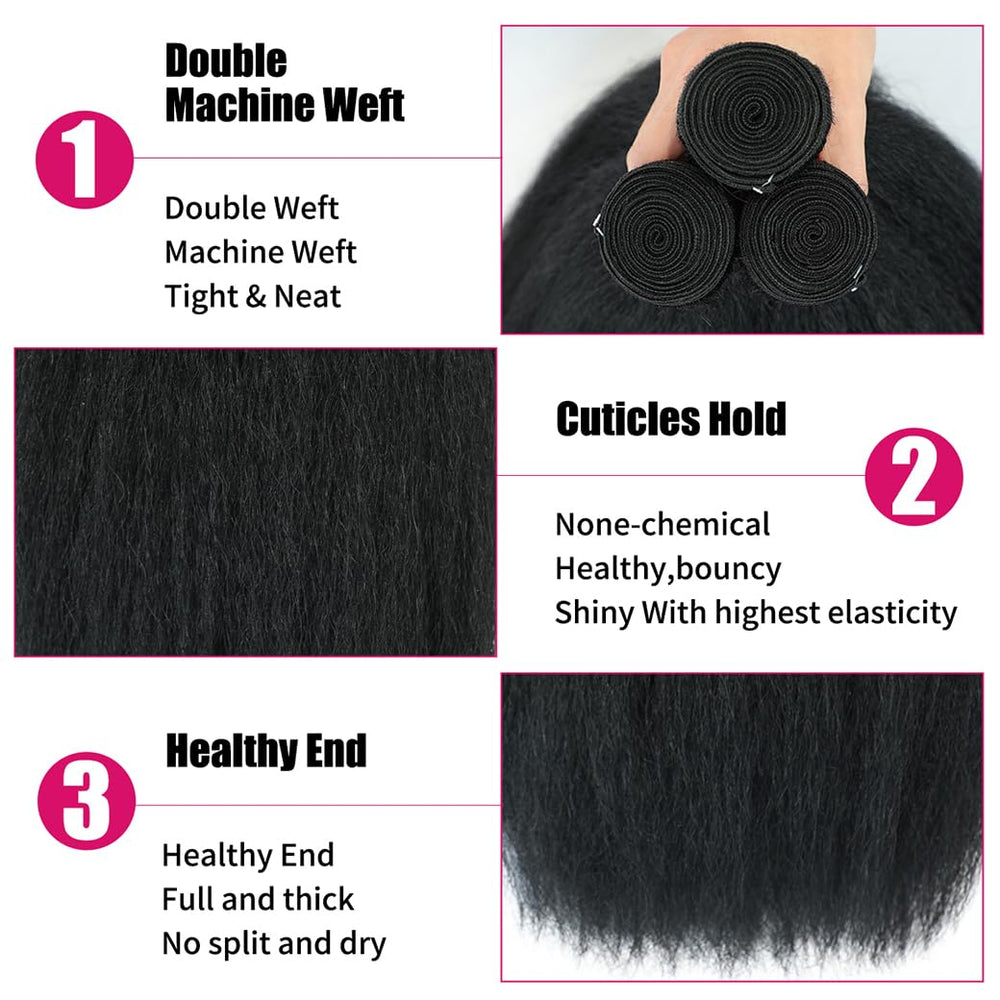 BSBU kinky straight bundles 20-inch set for dramatic length and fullness.