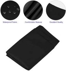 BSFHH cape close-up showing the metal snap neck closure on black nylon fabric.
