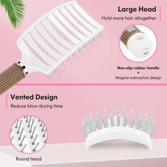 Bsisme curved vented brush enabling faster blow drying with even heat distribution.