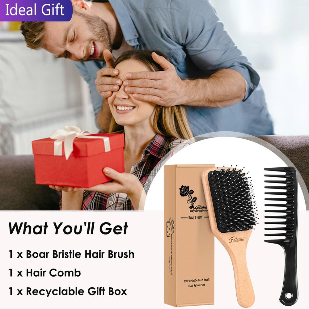 Bsisme wooden-handled brush fits comfortably in hand for daily use.