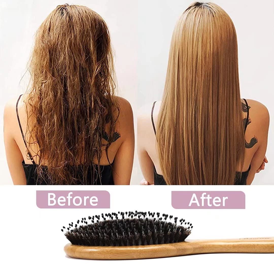 Bsisme nylon-pin detangler aids easy combing through thick hair.